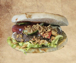 1. Burger (ser + cebulka prażona)